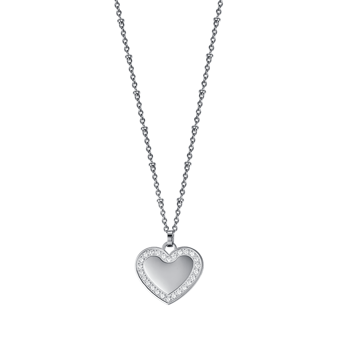 WOMAN'S NECKLACE IN STEEL WITH HEART WITH WHITE CRYSTALS Luca Barra