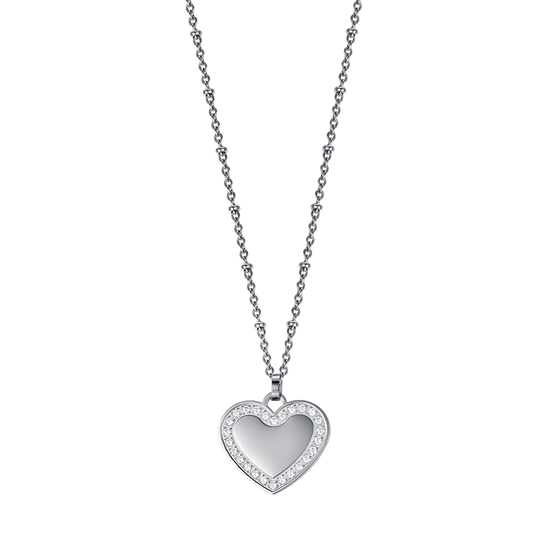 WOMAN'S NECKLACE IN STEEL WITH HEART WITH WHITE CRYSTALS Luca Barra