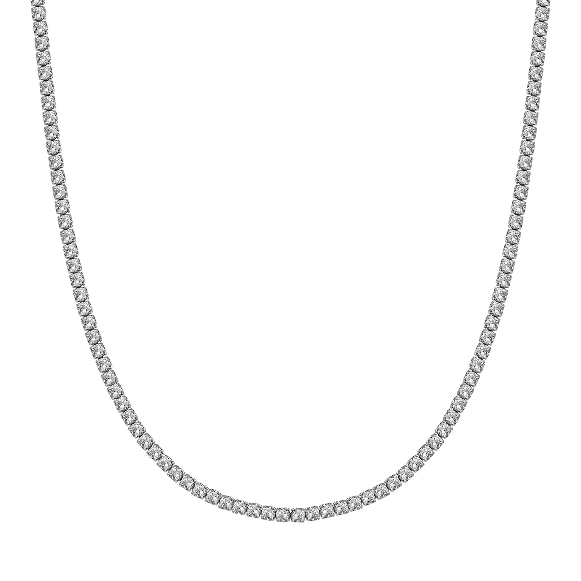 WOMEN'S STEEL TENNIS NECKLACE WITH 4MM WHITE CRYSTALS