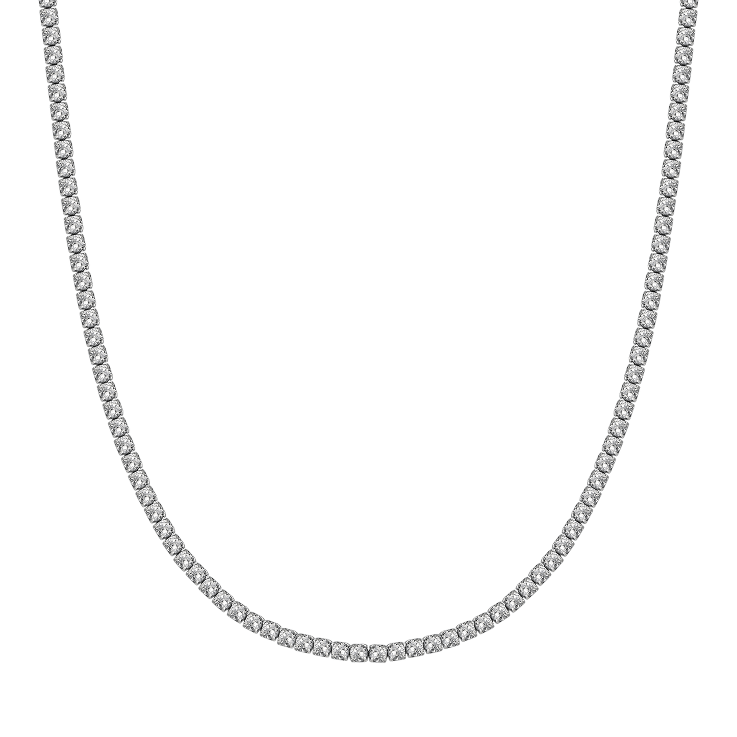 WOMEN'S STEEL TENNIS NECKLACE WITH 4MM WHITE CRYSTALS