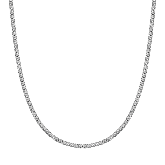 WOMEN'S STEEL TENNIS NECKLACE WITH 4MM WHITE CRYSTALS