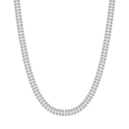 WOMAN'S TENNIS NECKLACE IN STEEL WITH WHITE BAGUETTE CRYSTALS Luca Barra