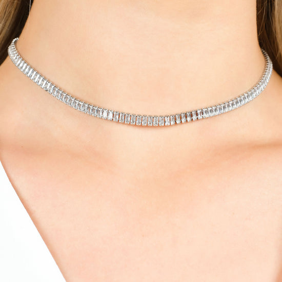 WOMAN'S TENNIS NECKLACE IN STEEL WITH WHITE BAGUETTE CRYSTALS Luca Barra