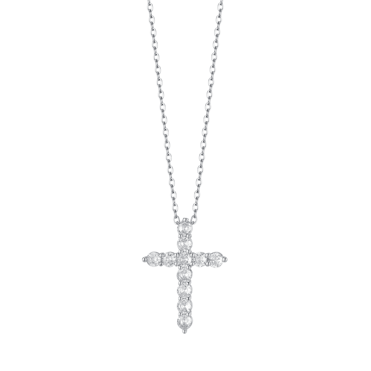 WOMAN'S NECKLACE IN STEEL WITH CROSS WITH WHITE CRYSTALS Luca Barra