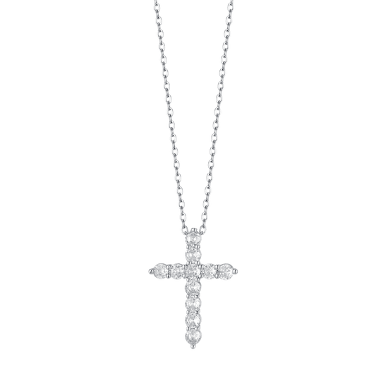 WOMAN'S NECKLACE IN STEEL WITH CROSS WITH WHITE CRYSTALS Luca Barra