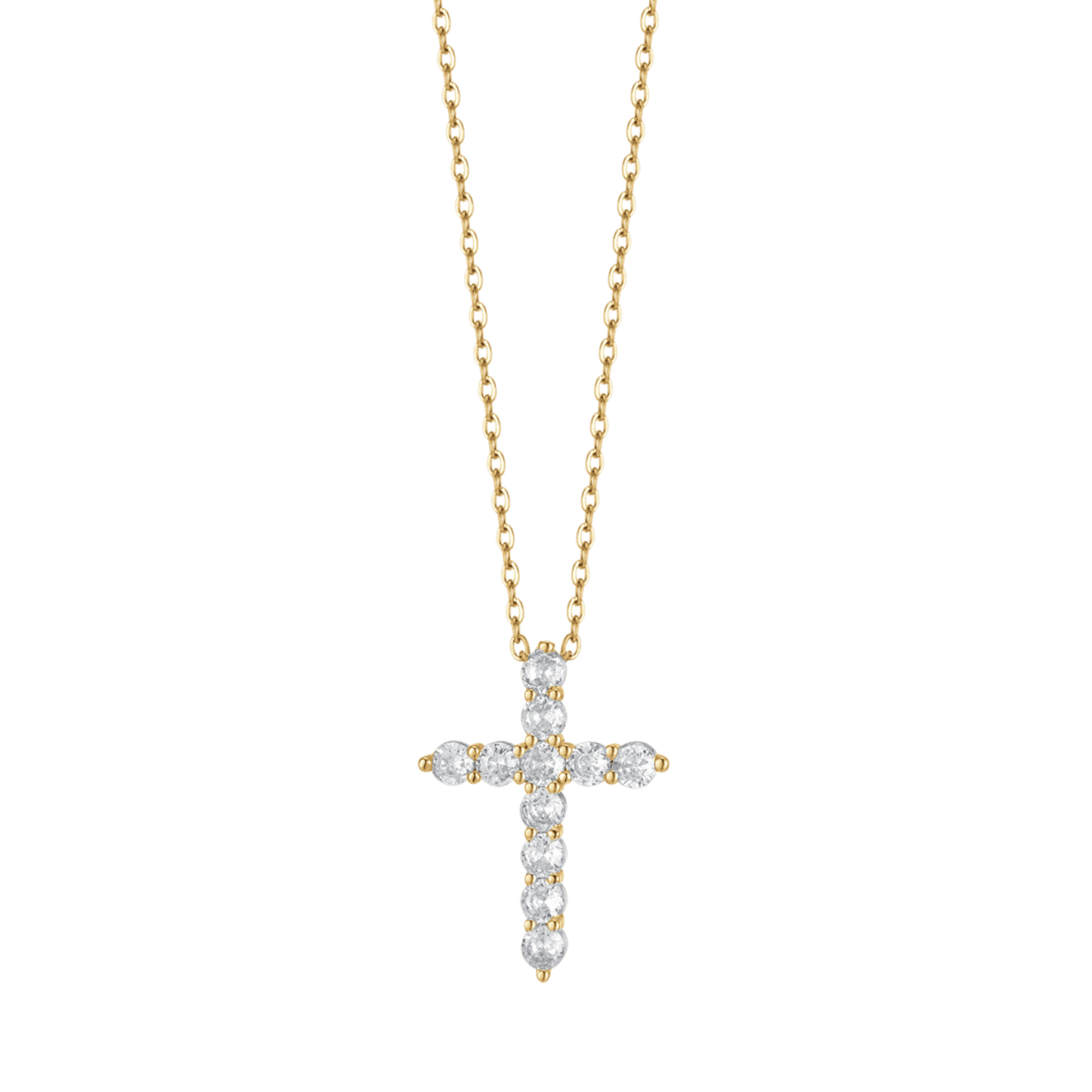 WOMAN'S NECKLACE IN IP GOLD STEEL WITH CROSS WITH WHITE CRYSTALS Luca Barra