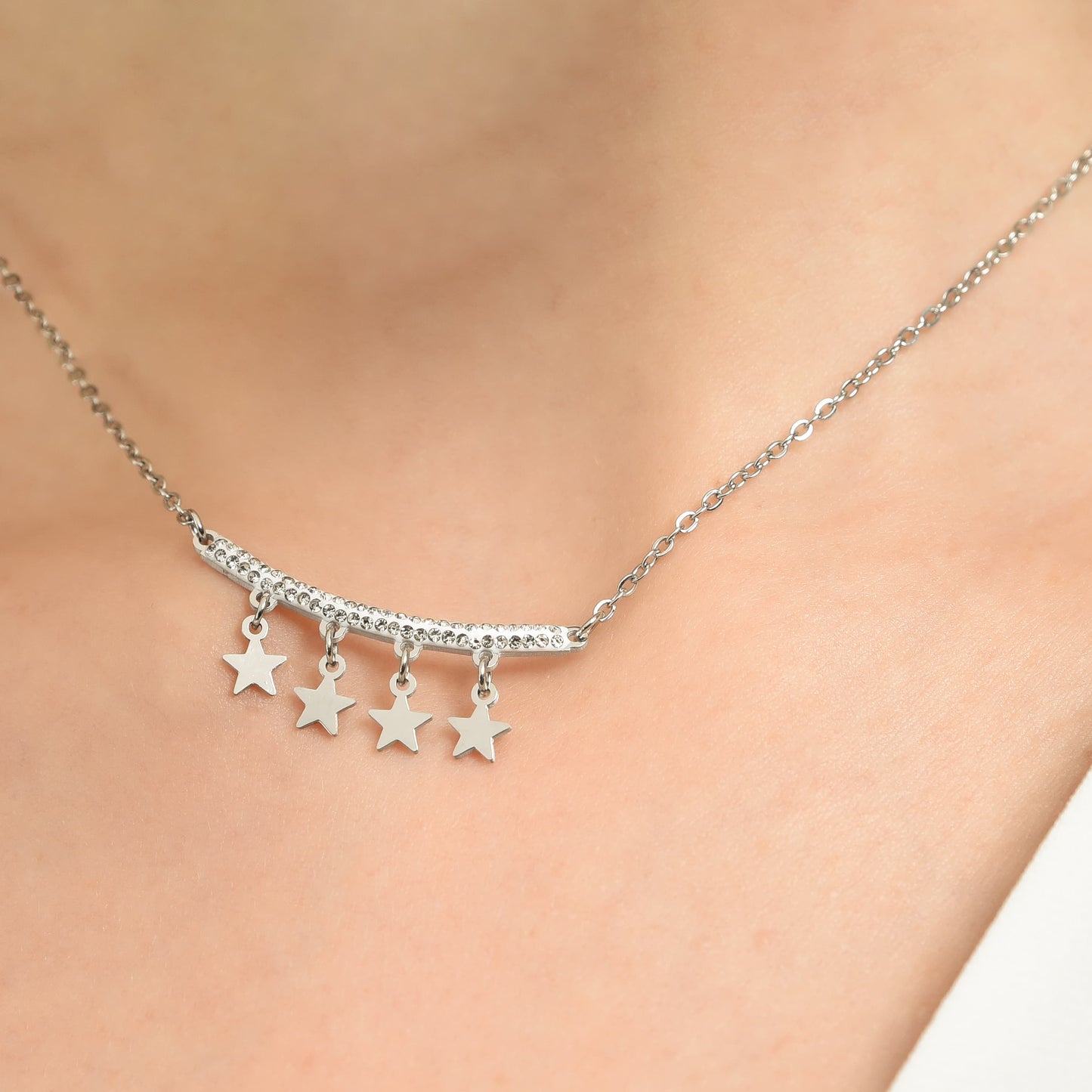 WOMAN'S NECKLACE IN STEEL WITH STARS STONES Luca Barra