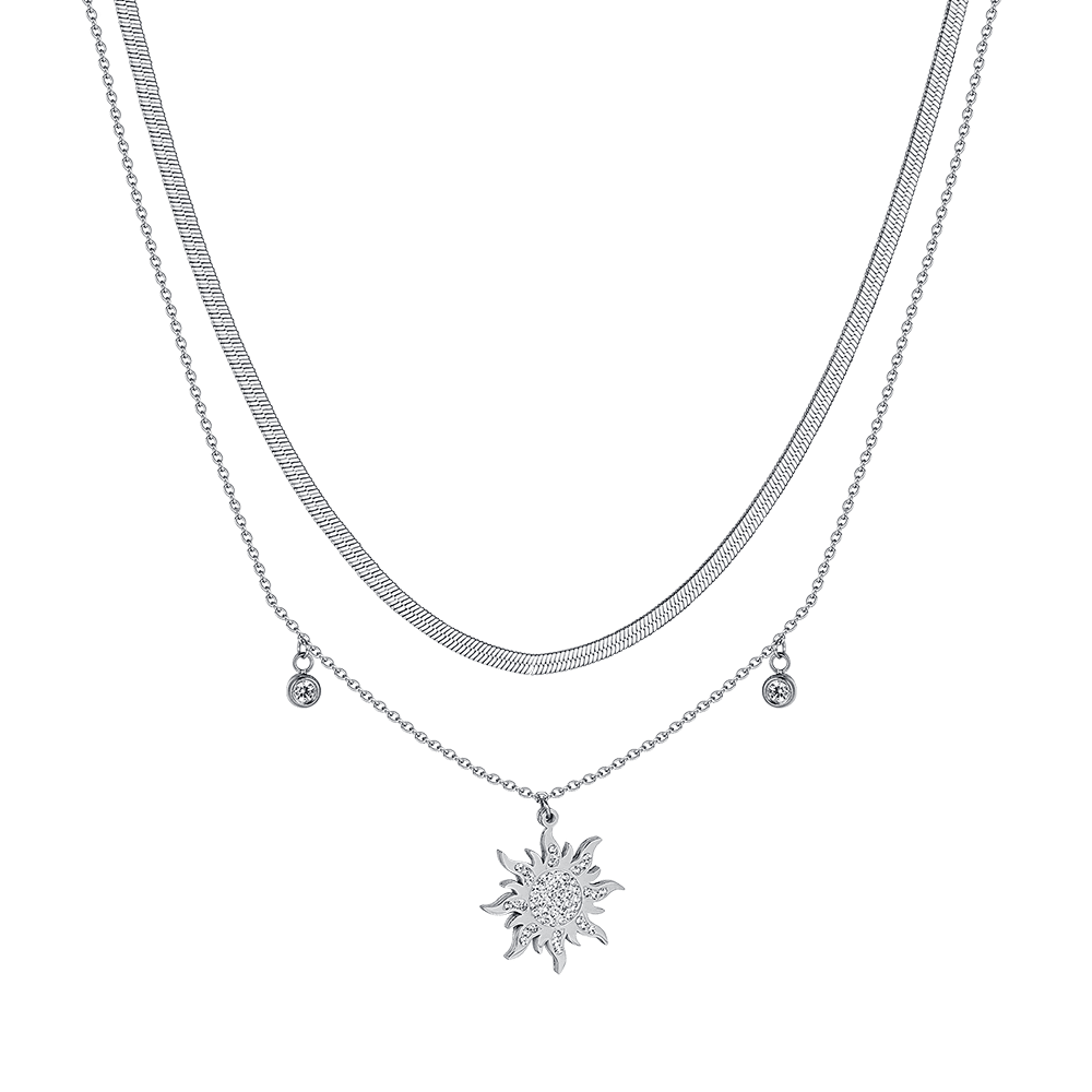 WOMAN'S NECKLACE IN STAINLESS STEEL WITH WHITE CRYSTALS Luca Barra