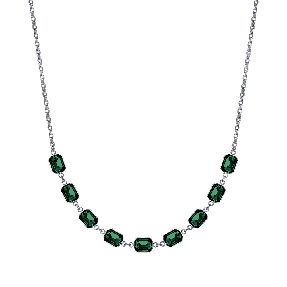 WOMAN'S NECKLACE IN STEEL WITH GREEN CRYSTALS Luca Barra