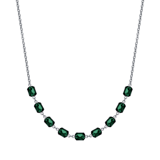 WOMAN'S NECKLACE IN STEEL WITH GREEN CRYSTALS Luca Barra