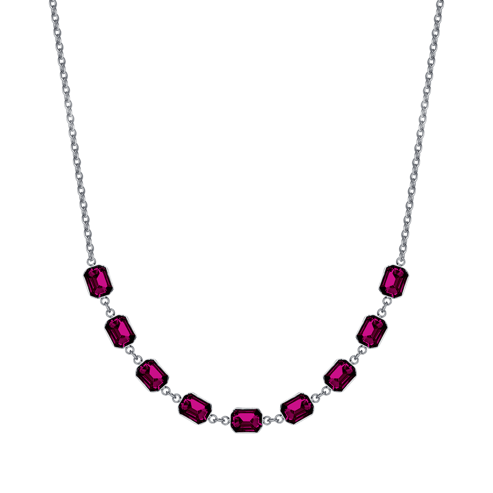 WOMAN'S NECKLACE IN STEEL WITH FUCHSIA CRYSTALS Luca Barra