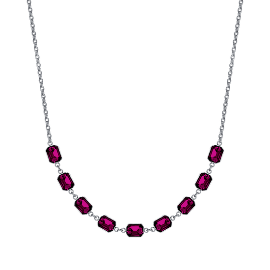 WOMAN'S NECKLACE IN STEEL WITH FUCHSIA CRYSTALS Luca Barra