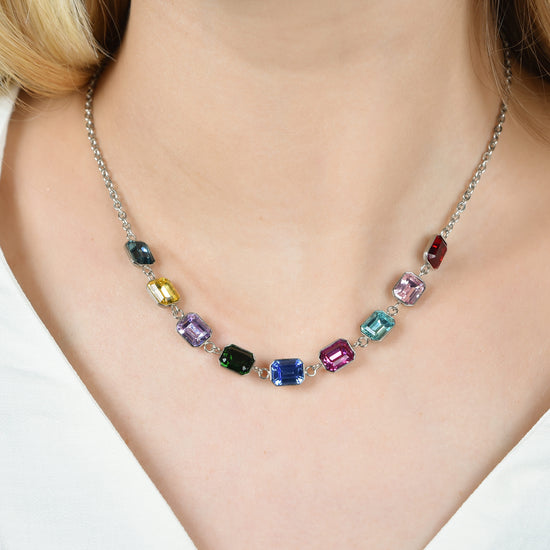 WOMAN'S NECKLACE IN STEEL WITH MULTICOLOR CRYSTALS Luca Barra