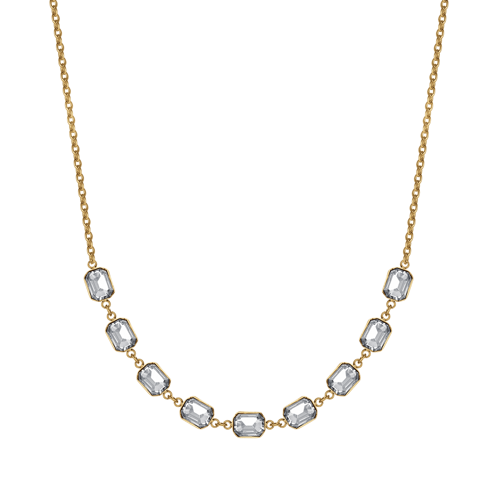 WOMAN'S NECKLACE IN IP GOLD STEEL WITH WHITE CRYSTALS Luca Barra