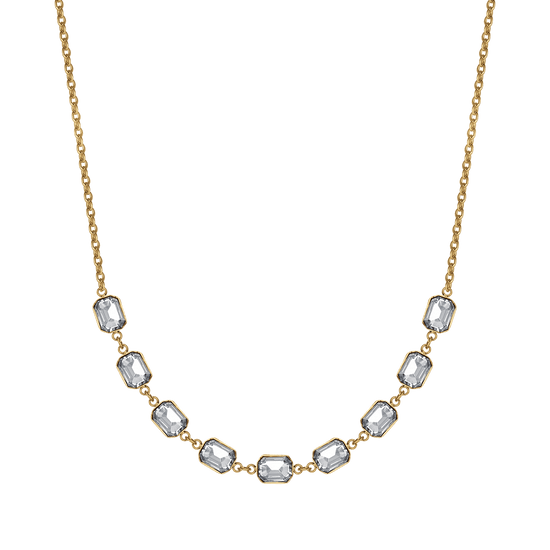 IP GOLD STEEL WOMEN'S NECKLACE WITH WHITE CRYSTALS
