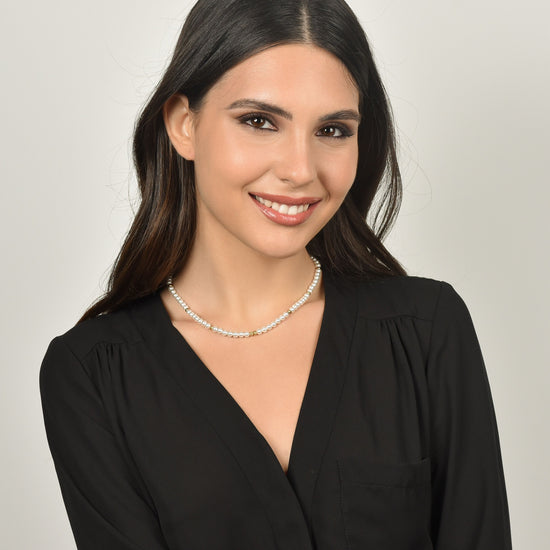 IP GOLD STEEL WOMEN'S NECKLACE WITH PEARLS AND IP GOLD STEEL ELEMENTS