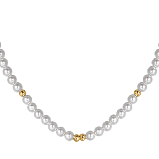 IP GOLD STEEL WOMEN'S NECKLACE WITH PEARLS AND IP GOLD STEEL ELEMENTS