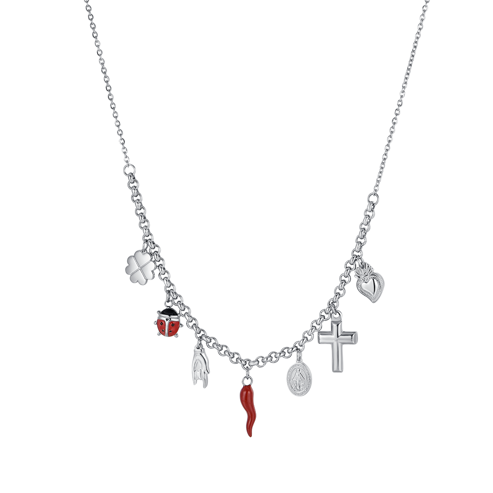 WOMAN'S STEEL NECKLACE WITH CHARMS Luca Barra