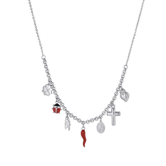 WOMAN'S STEEL NECKLACE WITH CHARMS Luca Barra