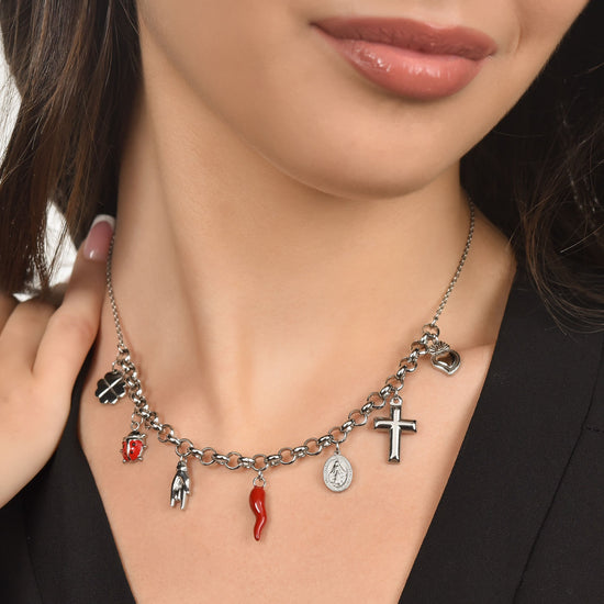 WOMAN'S STEEL NECKLACE WITH CHARMS Luca Barra