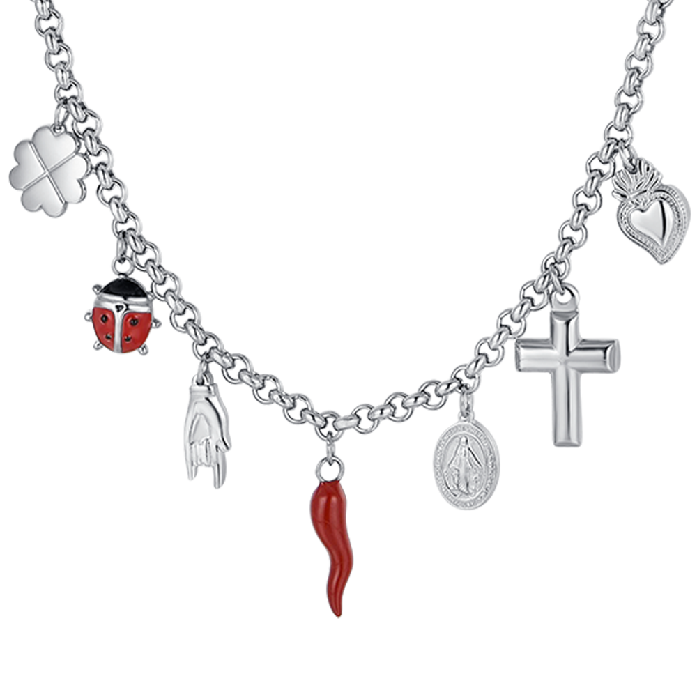 WOMAN'S STEEL NECKLACE WITH CHARMS Luca Barra