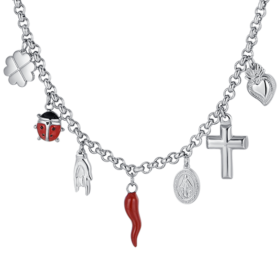 WOMAN'S STEEL NECKLACE WITH CHARMS Luca Barra