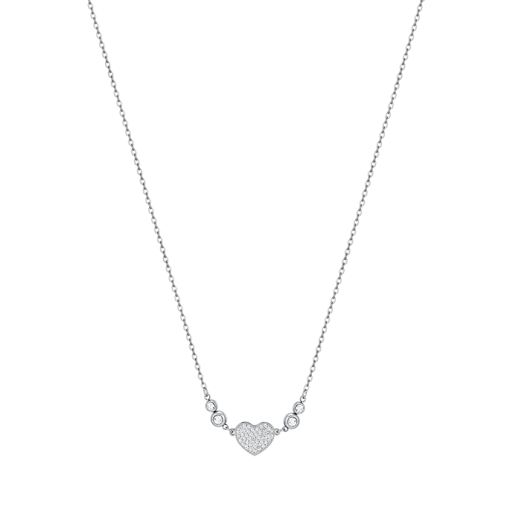 WOMAN'S NECKLACE IN STEEL WITH HEART WITH WHITE CRYSTALS Luca Barra