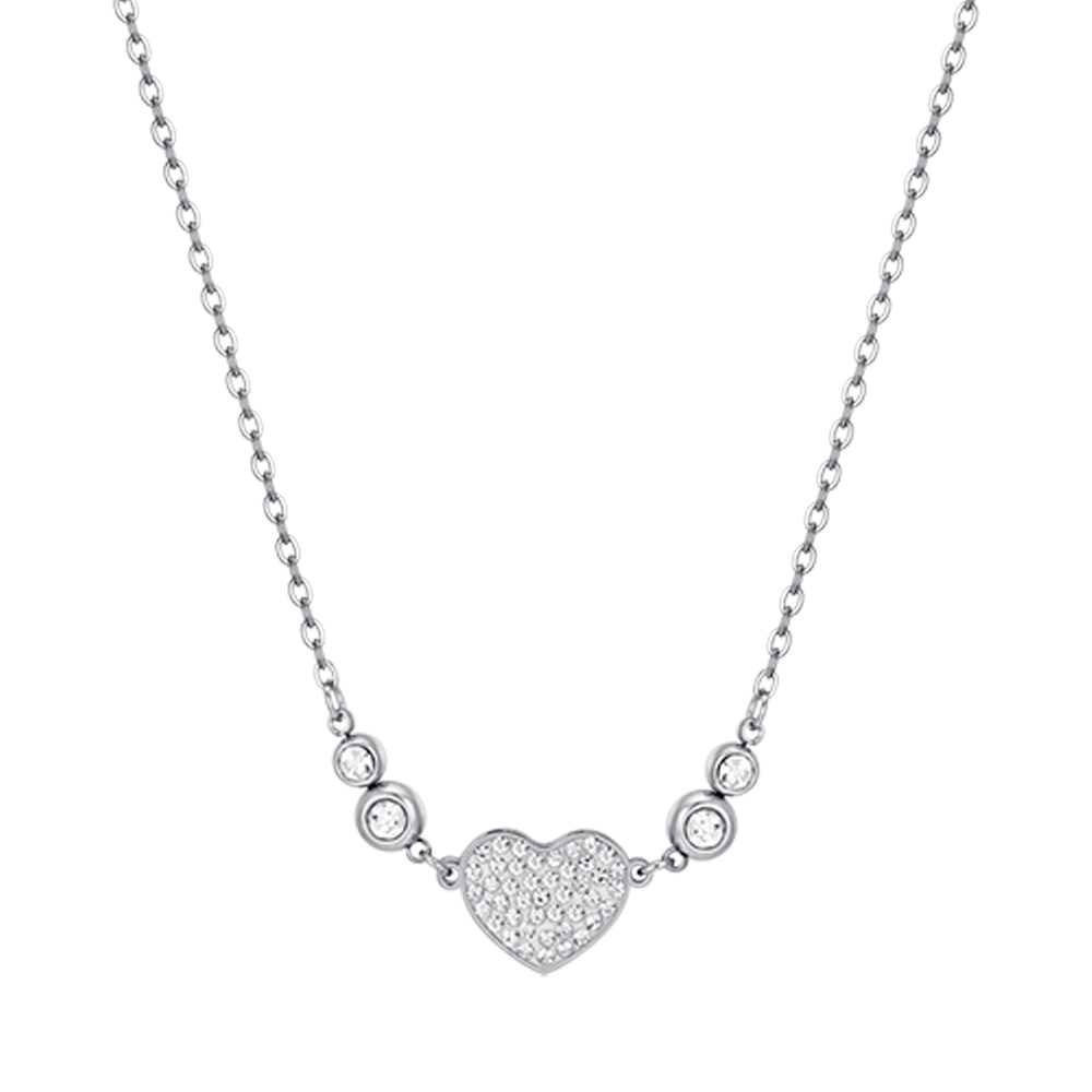 WOMAN'S NECKLACE IN STEEL WITH HEART WITH WHITE CRYSTALS Luca Barra