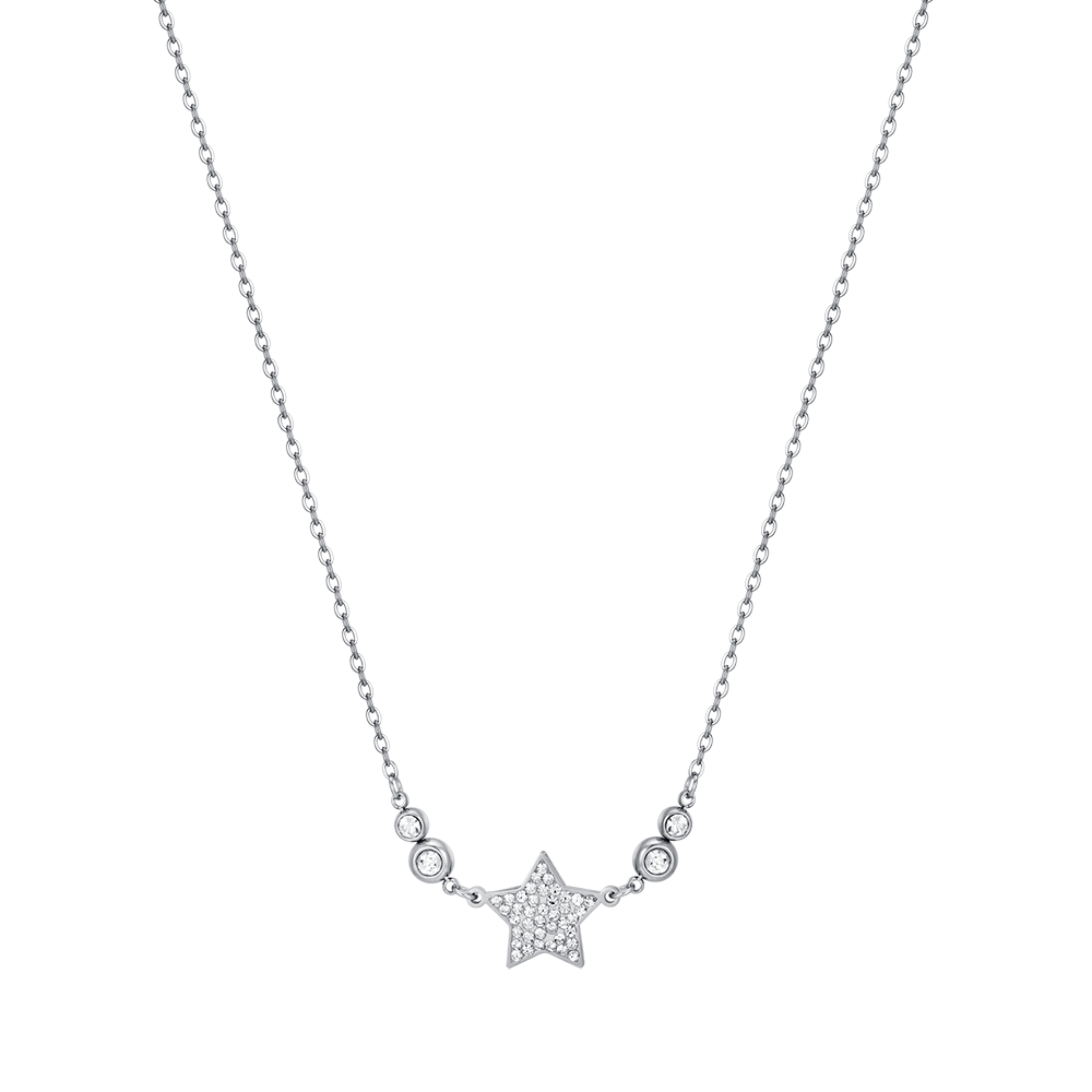 WOMAN'S NECKLACE IN STEEL WITH STAR WITH WHITE CRYSTALS Luca Barra