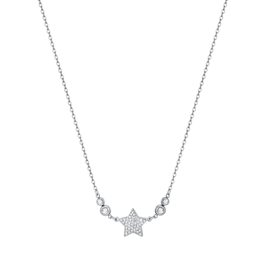 WOMAN'S NECKLACE IN STEEL WITH STAR WITH WHITE CRYSTALS Luca Barra