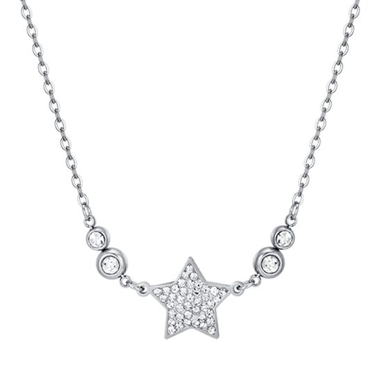 WOMAN'S NECKLACE IN STEEL WITH STAR WITH WHITE CRYSTALS Luca Barra