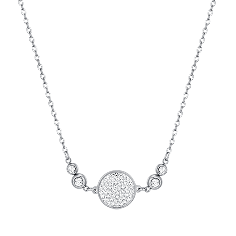 WOMEN'S STEEL NECKLACE WITH WHITE CRYSTAL ELEMENT