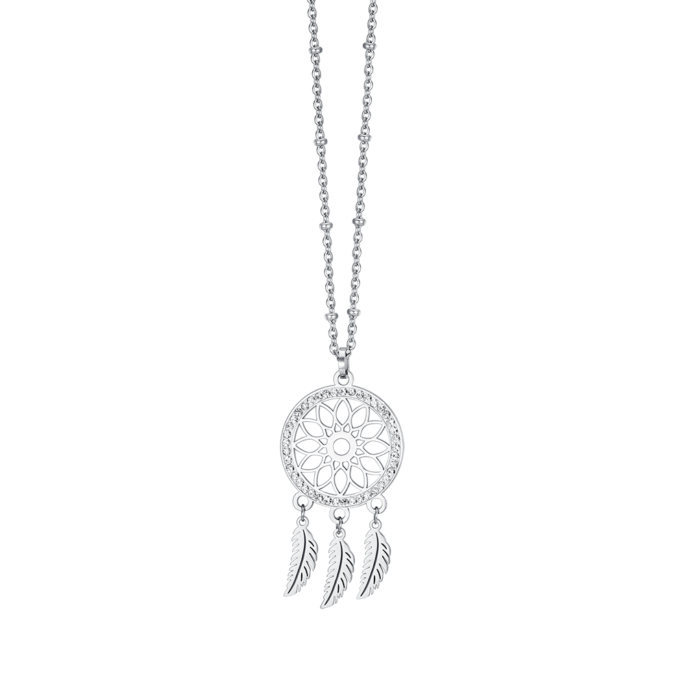 WOMAN'S NECKLACE IN STEEL WITH WHITE CRYSTALS Luca Barra