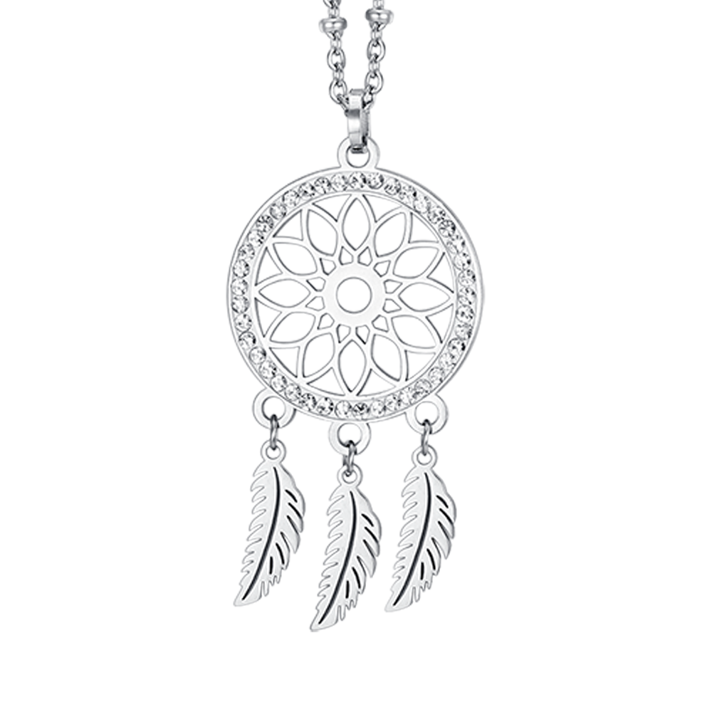 WOMAN'S NECKLACE IN STEEL WITH WHITE CRYSTALS Luca Barra