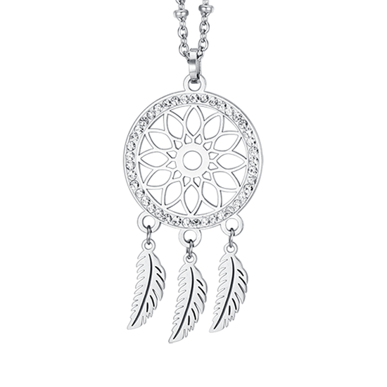 WOMAN'S NECKLACE IN STEEL WITH WHITE CRYSTALS Luca Barra