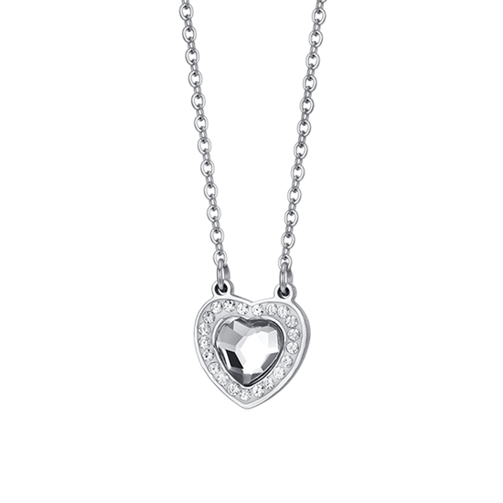 WHITE CRYSTAL HEART STEEL WOMEN'S NECKLACE