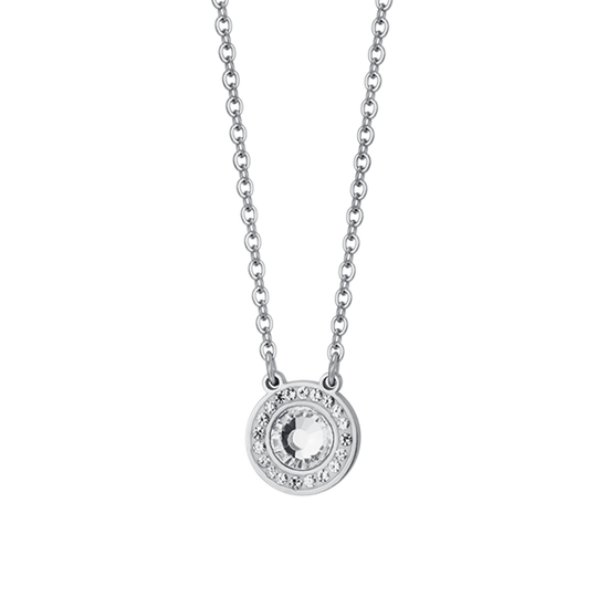 WHITE CRYSTAL ELEMENT STEEL WOMEN'S NECKLACE