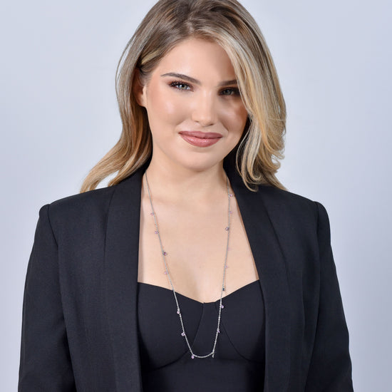 PINK CRYSTALS STEEL WOMEN'S NECKLACE