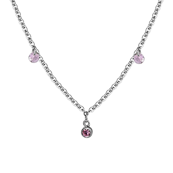 PINK CRYSTALS STEEL WOMEN'S NECKLACE