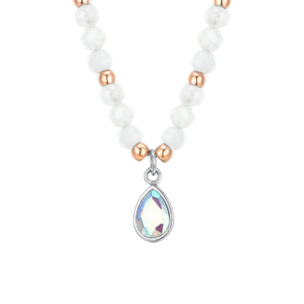 WHITE AGATE STEEL WOMEN'S NECKLACE