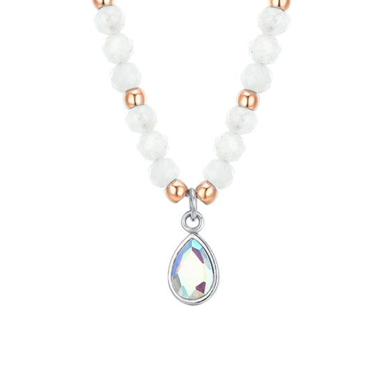 WHITE AGATE STEEL WOMEN'S NECKLACE