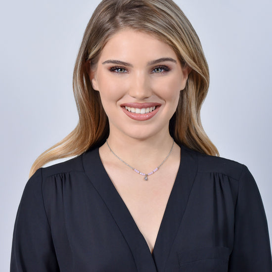 PINK AGATE STEEL WOMEN'S NECKLACE