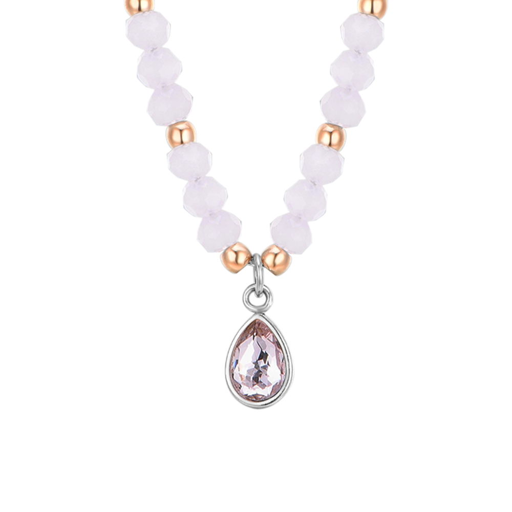 PINK AGATE STEEL WOMEN'S NECKLACE