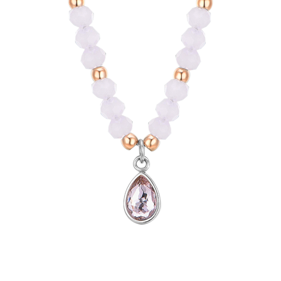 PINK AGATE STEEL WOMEN'S NECKLACE