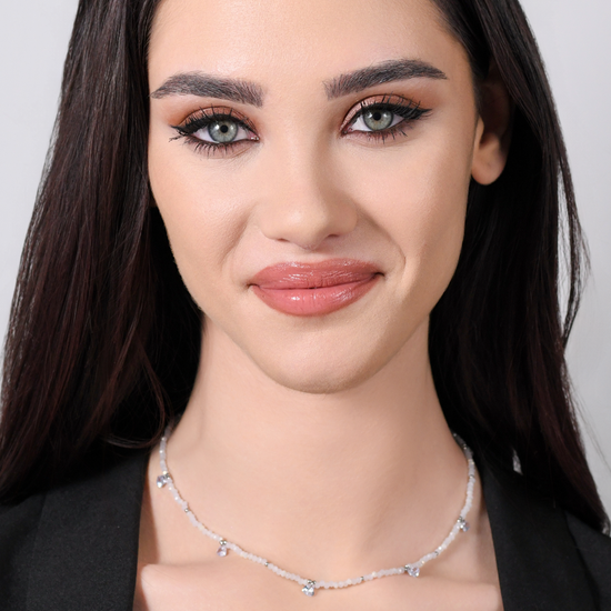 WOMEN'S STEEL NECKLACE WHITE STONES AND CRYSTALS