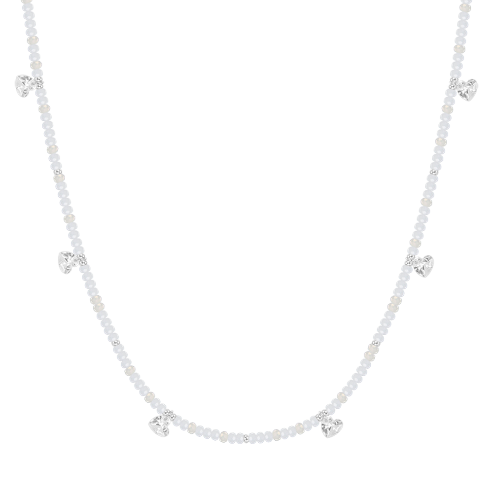 WOMEN'S STEEL NECKLACE WHITE STONES AND CRYSTALS