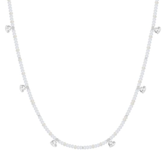 WOMEN'S STEEL NECKLACE WHITE STONES AND CRYSTALS