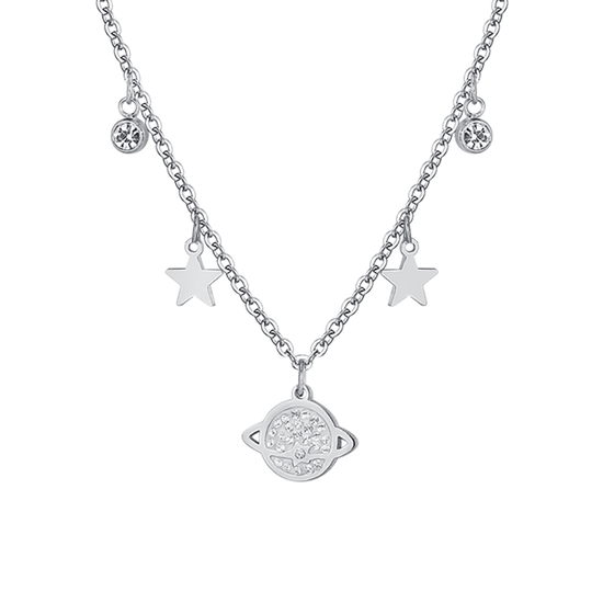 WOMEN'S STEEL PLANET AND STARS NECKLACE