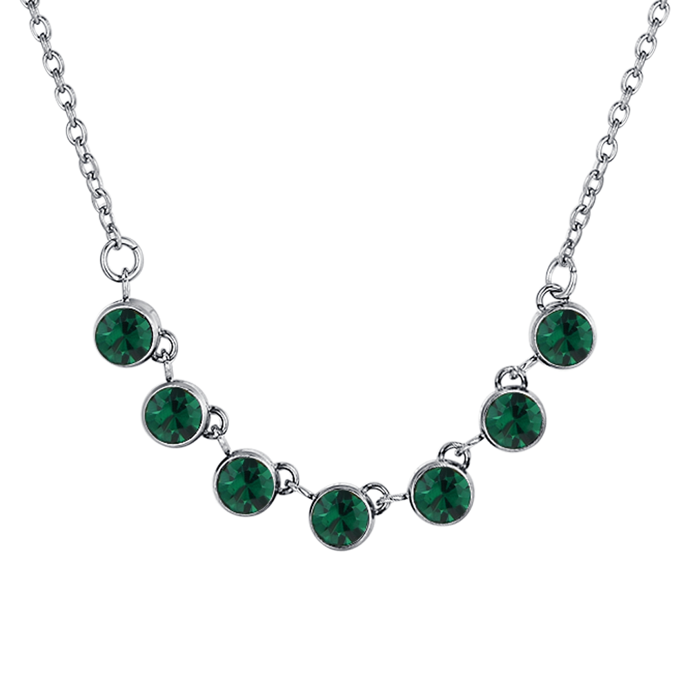 GREEN CRYSTALS STEEL WOMEN'S NECKLACE