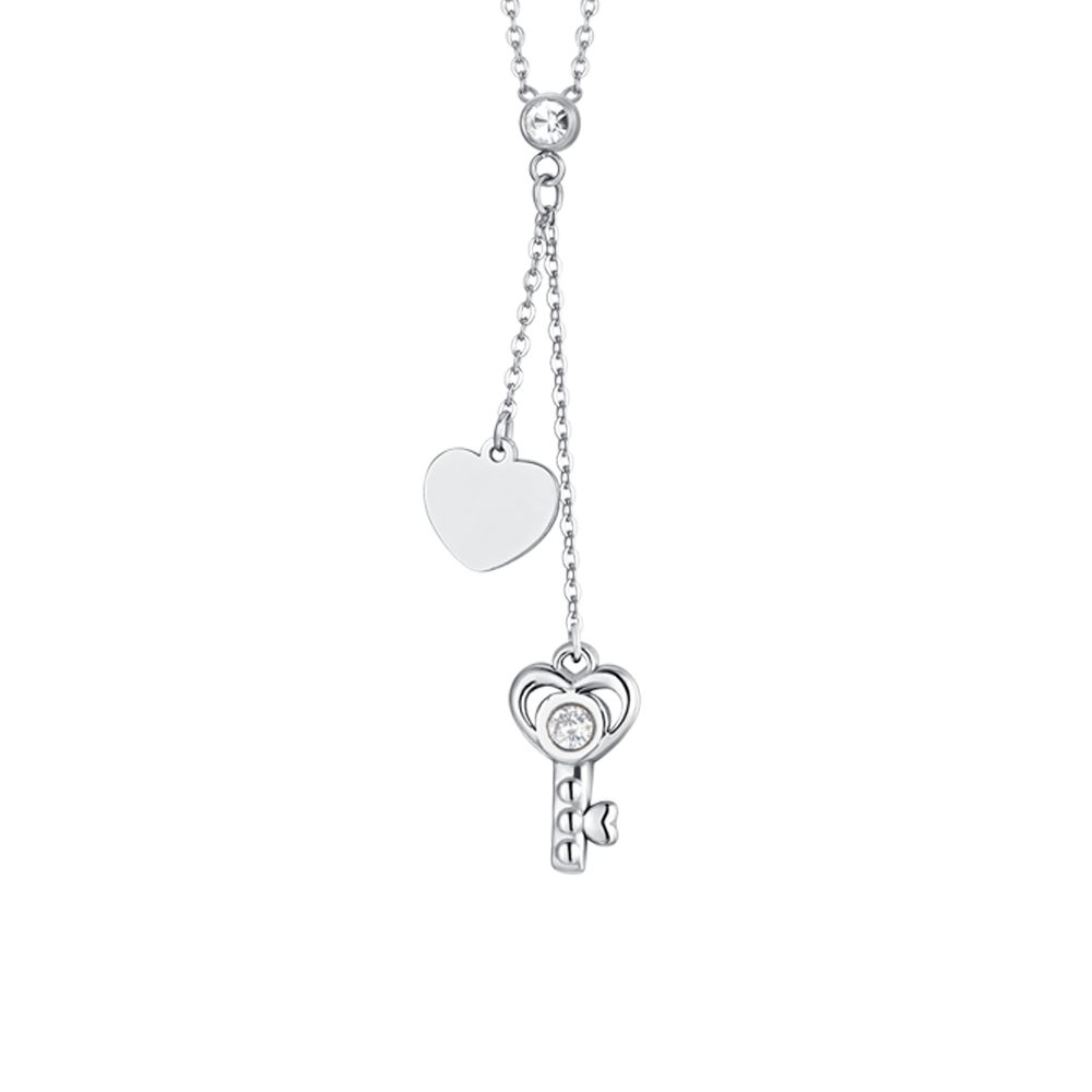 WOMEN'S STEEL KEY AND HEART NECKLACE